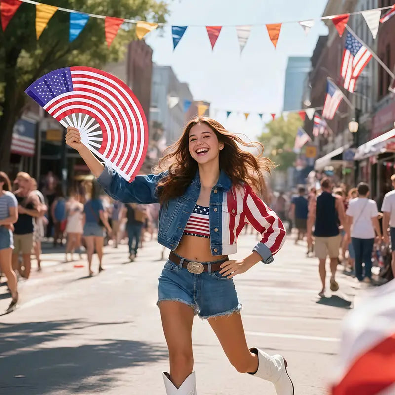 American Flag Clack, Popping Fan, for Line Dance, Rave, Festivals, and Performance