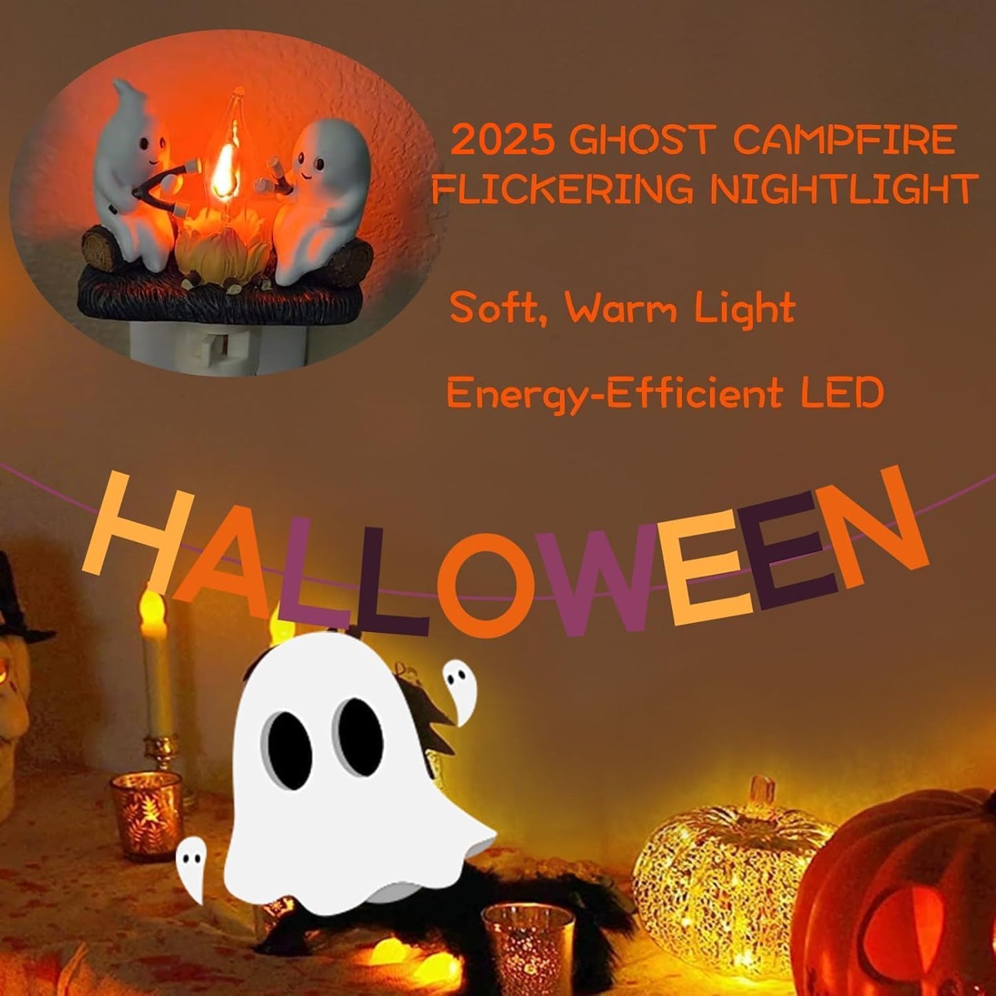 Ghostly Campfire Flickering Night Light