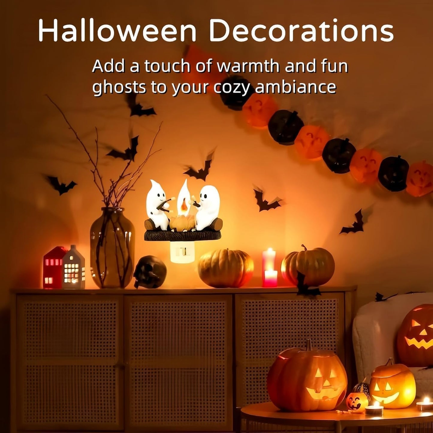 Ghostly Campfire Flickering Night Light
