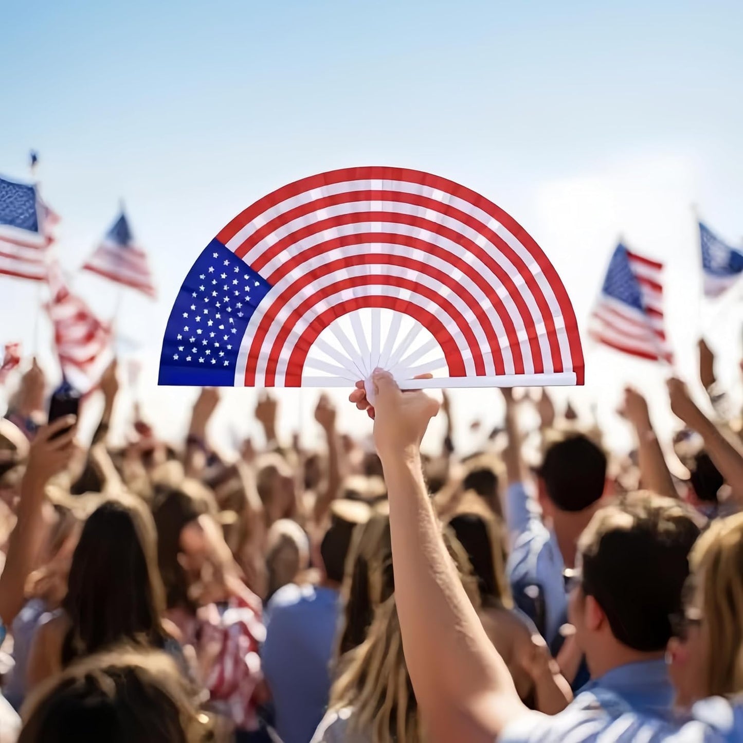 American Flag Clack, Popping Fan, for Line Dance, Rave, Festivals, and Performance