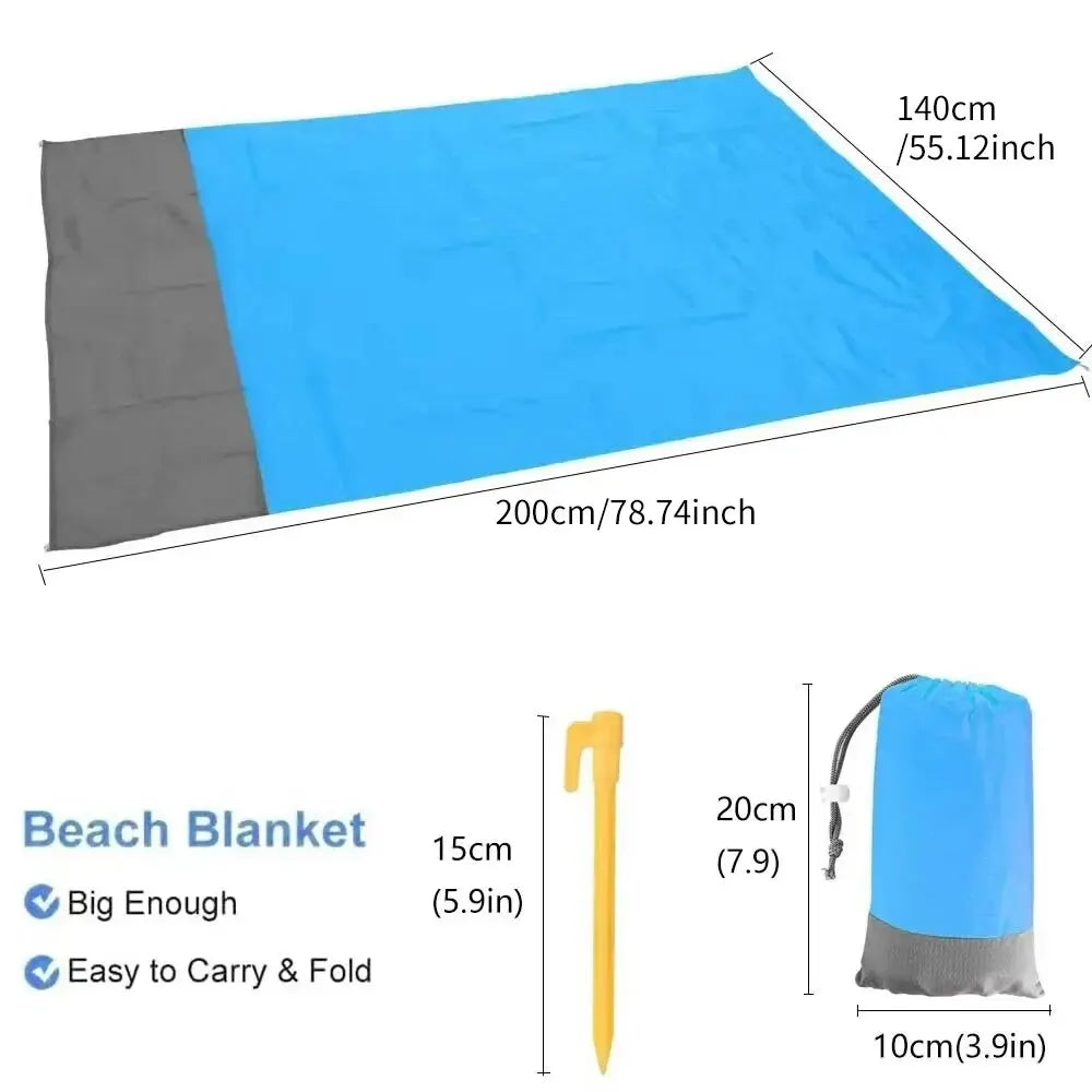 Beach Blanket Sandproof 200 X 140cm Waterproof Beach Mat Lightweight Picnic Blanket for Travel Hiking Sports