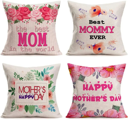 Happy Mother's Day Spring Colorful Pillowcase Decoration Cushion Cover