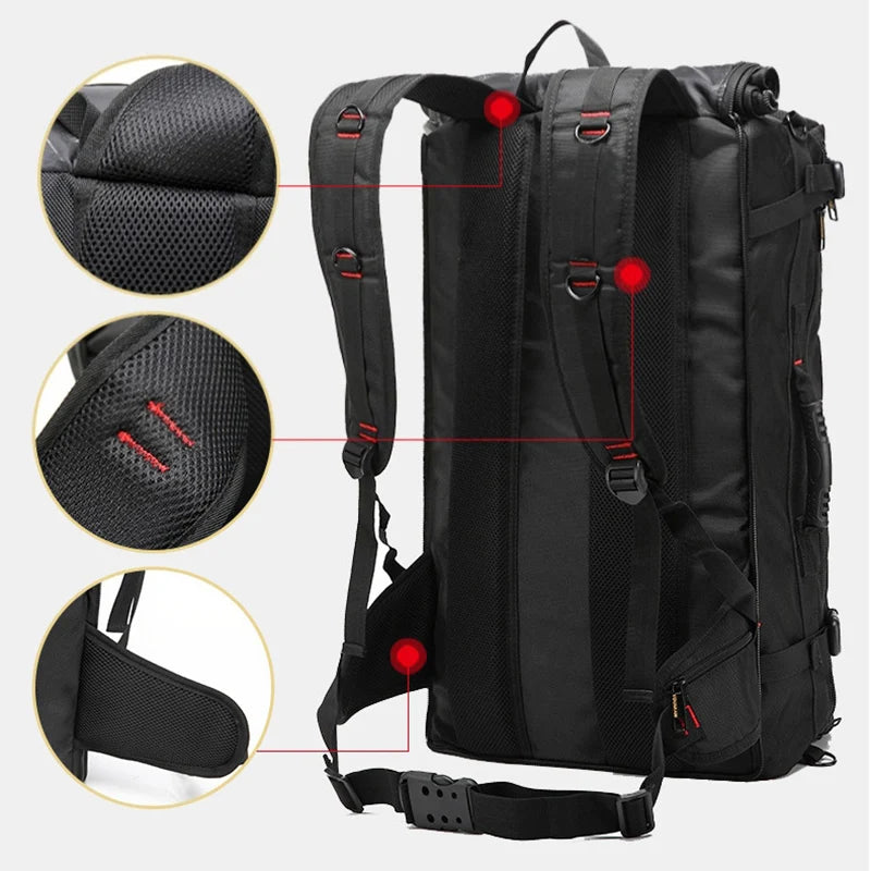 Multifunction Large Capacity Waterproof Travel Backpack Luggage Bag With USB Charger