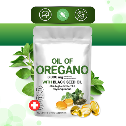 Daily Oregano Oil with Blackseed Oil Immunity Support 300 Softgels